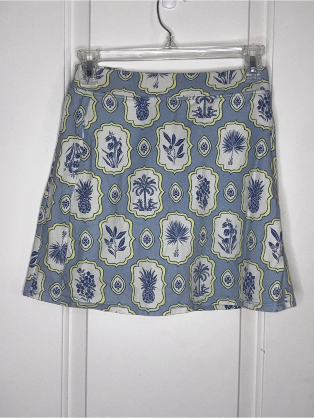 Spartina 449 Skirt Skort Built-In Shorts Spandex Blend Athletic Blue Palm XS